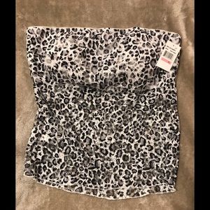 NWT Long Lace Bandeau B&W Animal print XL